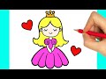 How to draw a princess  how to draw a girl easy step by step    