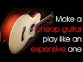 How to make a cheap acoustic guitar play like an expensive guitar.  Upgrade an acoustic guitar