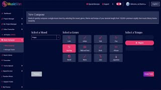 MusicMan Review Demo - Online Background Music Maker Creator Software screenshot 3