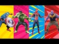 Superhero color dance challenge team spiderman vs hulk vs captain america vs thanos 1