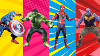 Superhero Color Dance Challenge Team Spider-Man Vs Hulk Vs Captain America Vs Thanos 