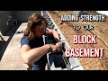 Adding Strength & Design Before The Fill| Couple Builds Block Basement for Cabin In The Woods