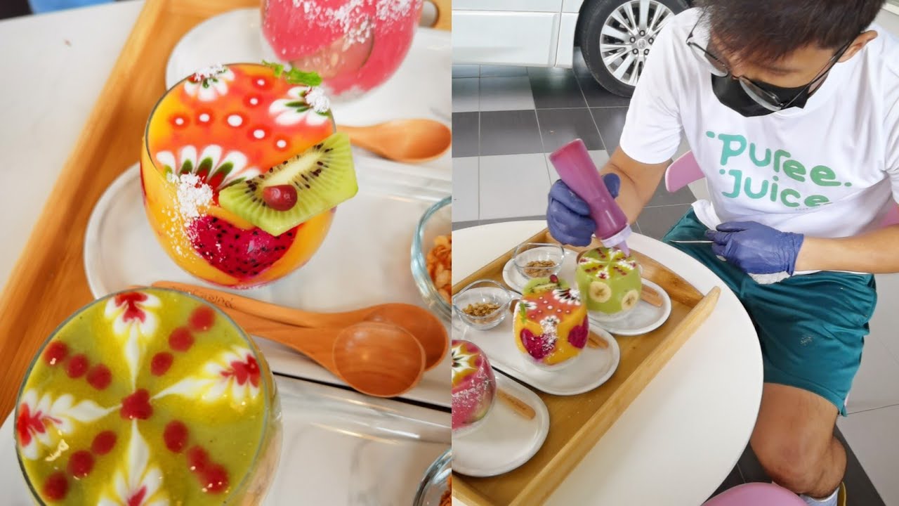 隐藏版拉花果汁健康轻食店puree Juice Smoothie Art Bukit Mertajam Penang Malaysia Youtube