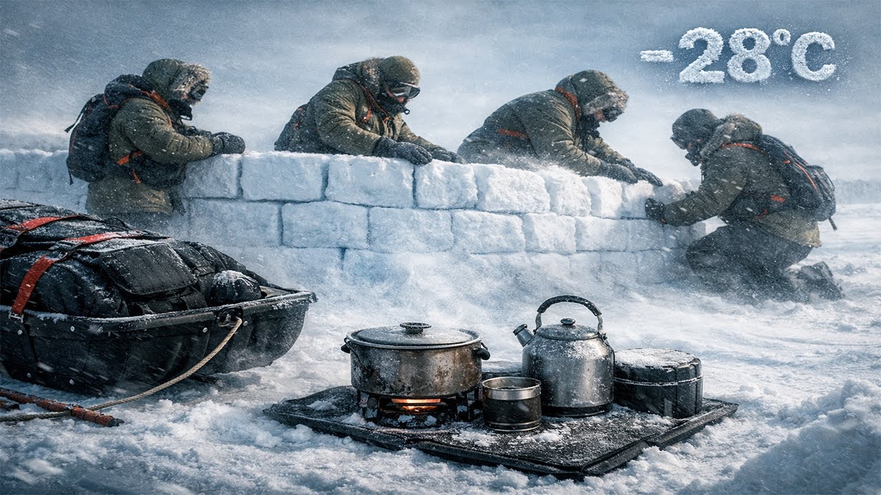 Extreme Cold Survival Documentary: Windbreak Wall & Water at -28°C