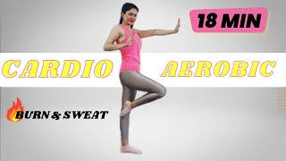 AEROBIC CARDIO WORKOUT: 18 MIN AEROBIC WORKOUT for WEIGHT LOSS| Knee friendly, no jumping