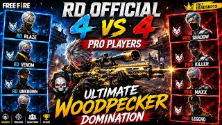 🔥 ☠️ RD OFFICIAL 4 vs 4 PRO PLAYERS | ULTIMATE WOODPECKER DOMINATION 🔥 | FREE FIRE screenshot 5