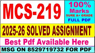 MCS 219 solved assignment 2025-26 || mcs 219 solved assignment 2026 in English || ignou mcs219