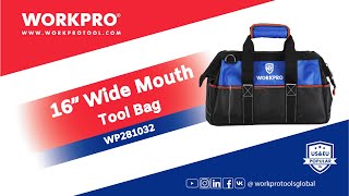 WORKPRO 16-Inch Wide Mouth Tool Bag - The Ultimate Tool Organization Solution!