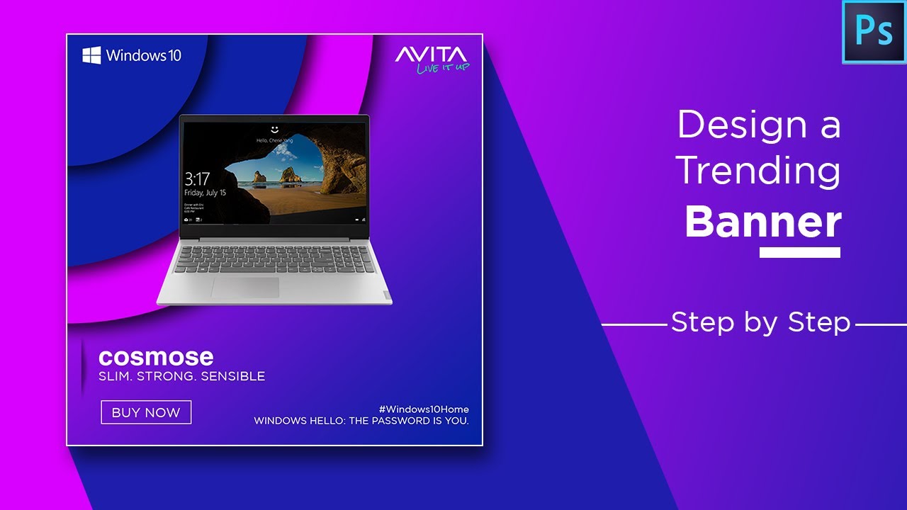 banner design in AVITA Laptop banner YouTube