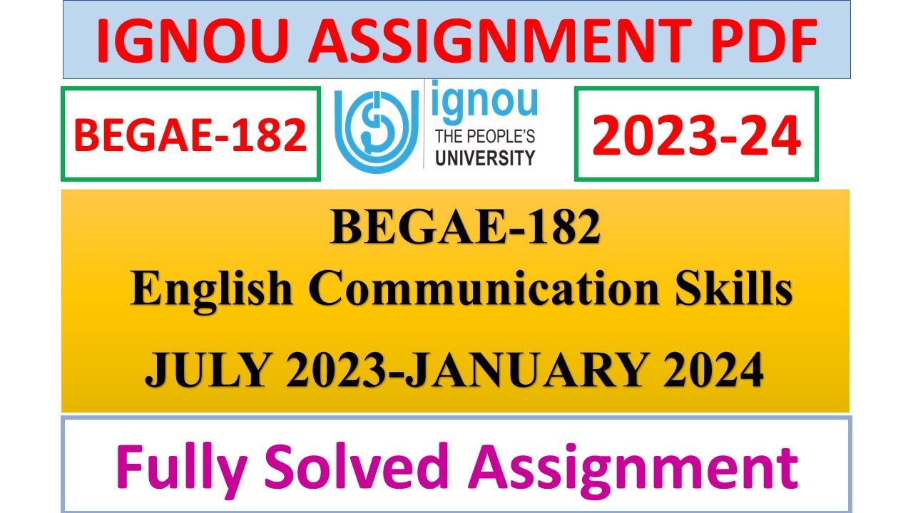 begae 182 solved assignment 2023 24