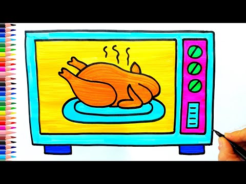 Fırın Çizimi 🍗 Fırın Nasıl Çizilir? Oven Drawing, Painting and Coloring for Kids - Mikrodalga Çizimi