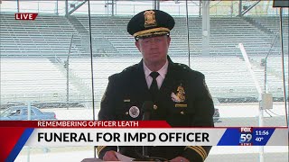 IMPD East District Commander Richard Riddle speaks at IMPD Officer Bre Leath’s funeral