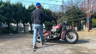ELECTRIC START 1947 Harley Davidson FL Knucklehead - Cold Start and walk around