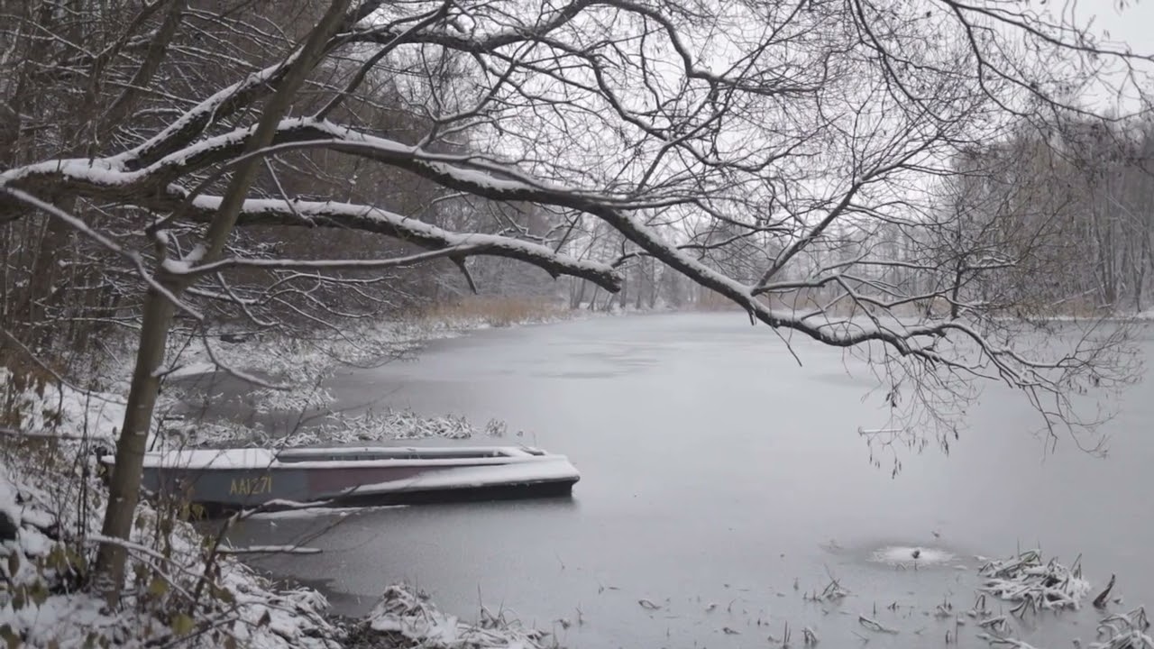Winter's Tranquil Harbor: Boat on a Frozen Lake ❄️⛵