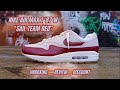 Nike air max 1 87 w  sail team red unboxing and review