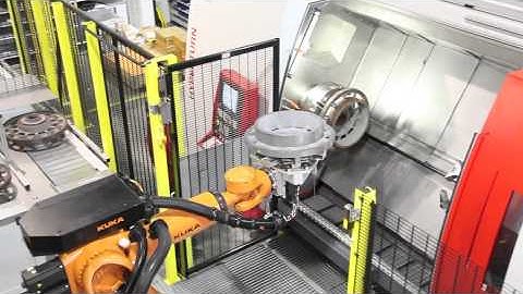 Twin-Turret CNC machine with robot load-unload system