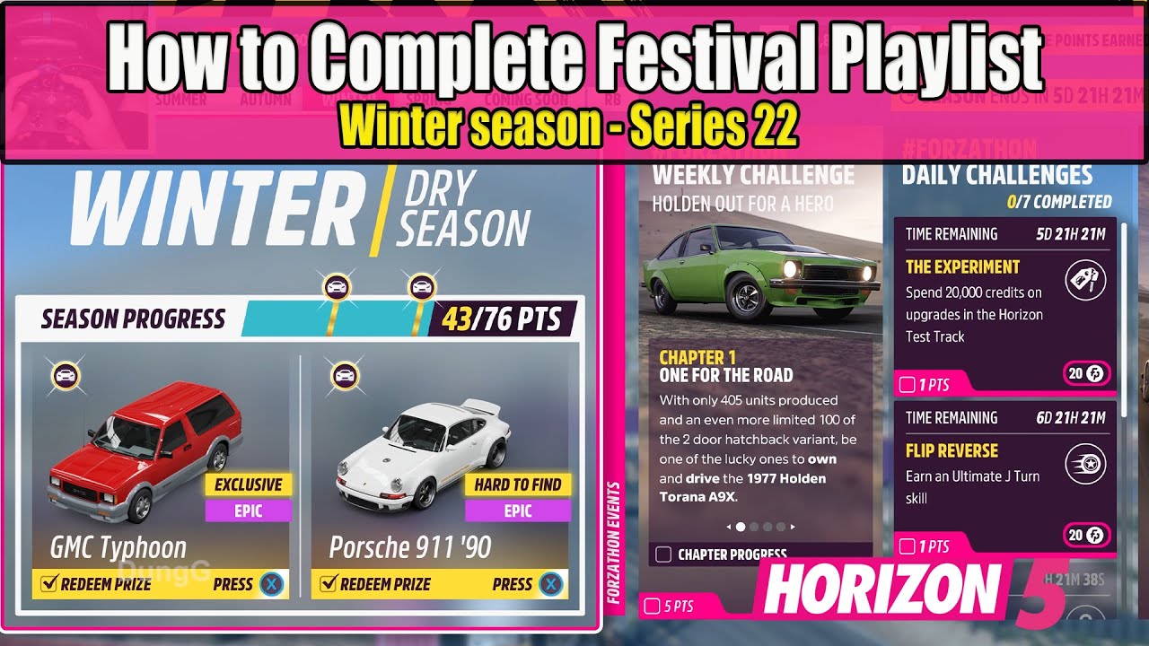 Forza Horizon 5 How to Complete Festival Playlist Winter Season Series 22 Upgrade Heroes