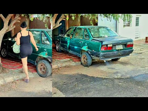 Shecamore Cranking & Test Driving the rusty Renault in mini dress heels | Coldstart Revving old car