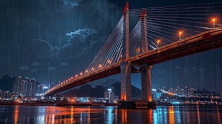 HEAVY RAIN at Night to Sleep Instantly - Deep Sleep with Heavy Rain on Bridge, Relax , ASMR