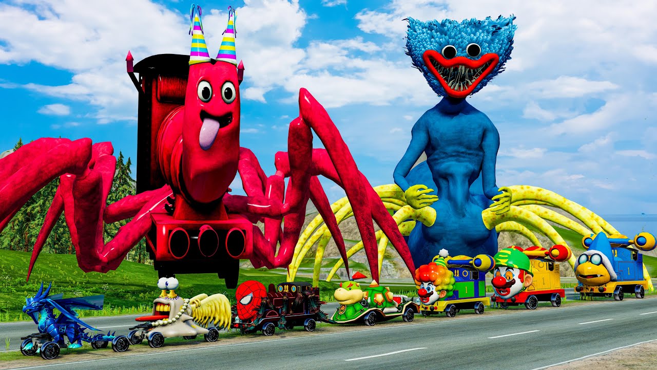 ALL MONSTERS Big & Small Cars vs Broken Bridge with CAR EATER & SHIN SONIC  BeamNG.Drive