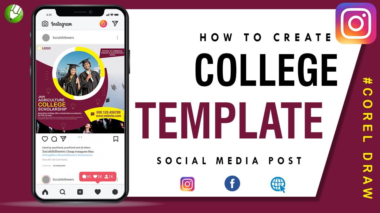 College Poster Design In Corel Draw | College Ka Poster Kaise Banaye | Social Media Poster Design