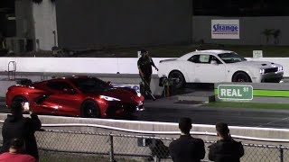 Hellcat Challenger vs C8 Corvette and Audi RS7 Drag Races
