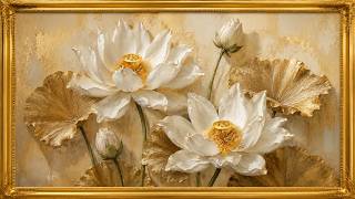Golden White Lotus 🪷 | Luxury Frame TV Art | Elegant 4K Botanical Gallery Display | 2 Hours screenshot 5