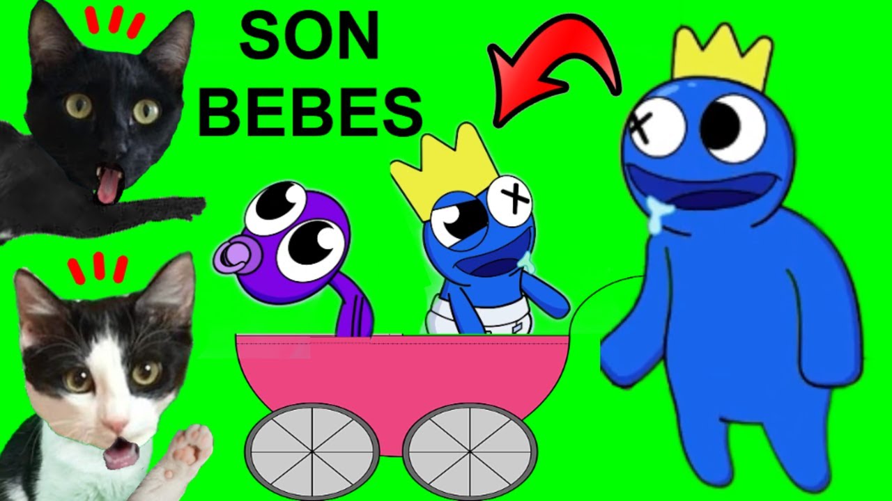 Rainbow Friends son bebés pero reaccionando con gatitos Luna y Estrella / Video reacción en español