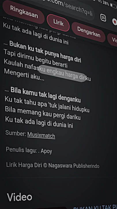 LAGU HARGA DIRI LIRIK 😔ENAK DIDENGAR