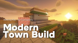 Modern Town Waterway & Hill Area - Relaxing Build - Minecraft No Commentary with Axiom Mod