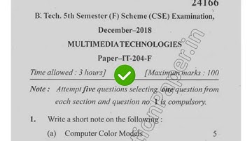 2017 Mdu BTech CSE 5th Sem Multimedia Technology System #MduQuestionPaper