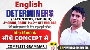 Determiners | Each, Every, Enough | Basic Zero Level से | Class-18 | By Pawan Goswami Sir