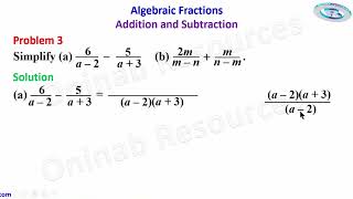 Algebraic Fractions: Addition and Subtraction