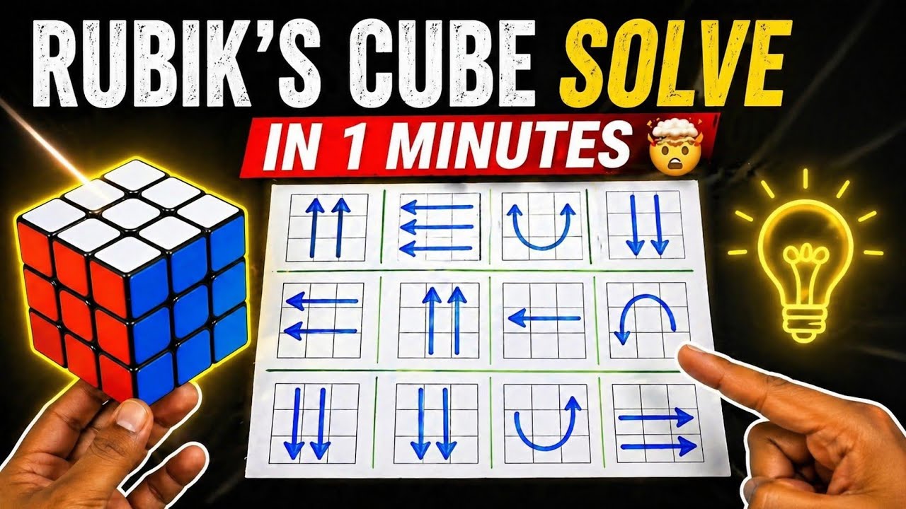LEARN HOW TO SOLVE 3X3 RUBIK'S CUBE IN LESS THAN 1 MINUTE - YouTube