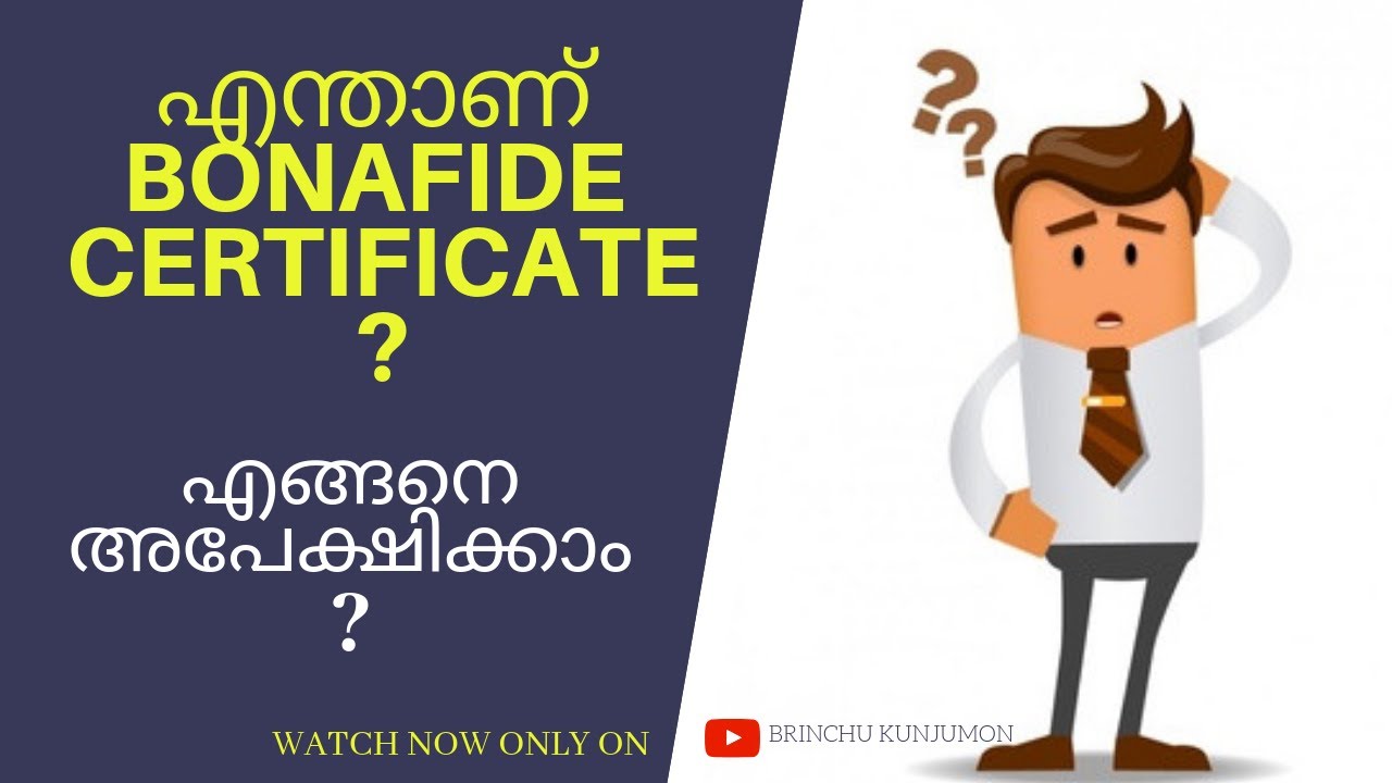 Bonafide Certificate Meaning In Malayalam With Example