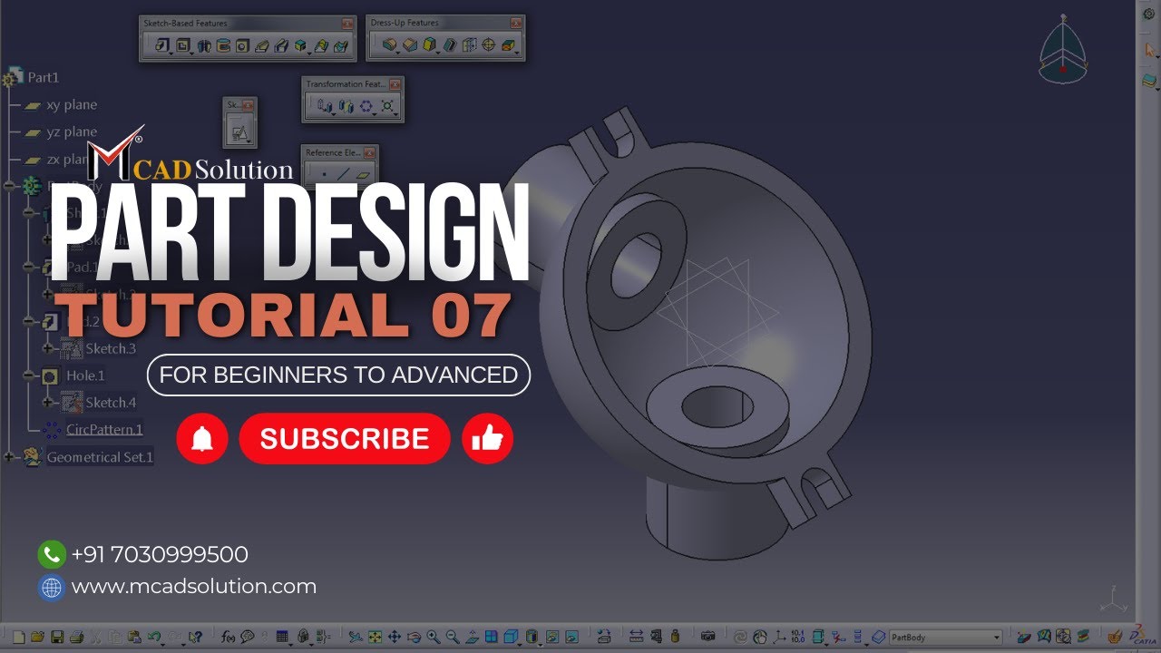 M CAD Solutions CATIA V5 Tutorial 07 for Beginners #mcad #design #catia ...