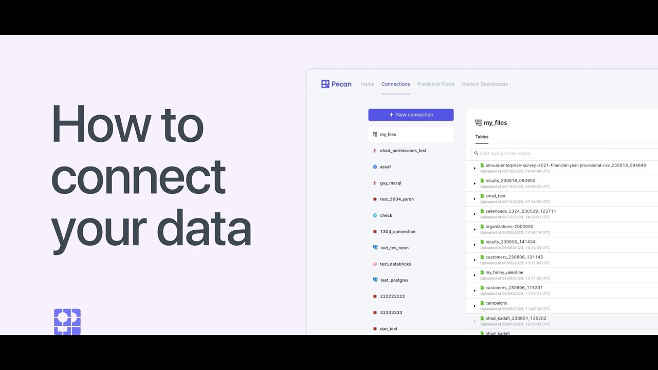 How to connect your data | Pecan.ai tutorials