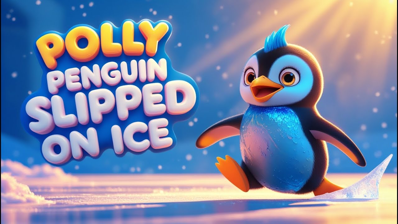 Polly Penguin Slipped on Ice ❄️🐧| Funny Winter Rhyme for Kids | Nursery Rhymes For Kids 