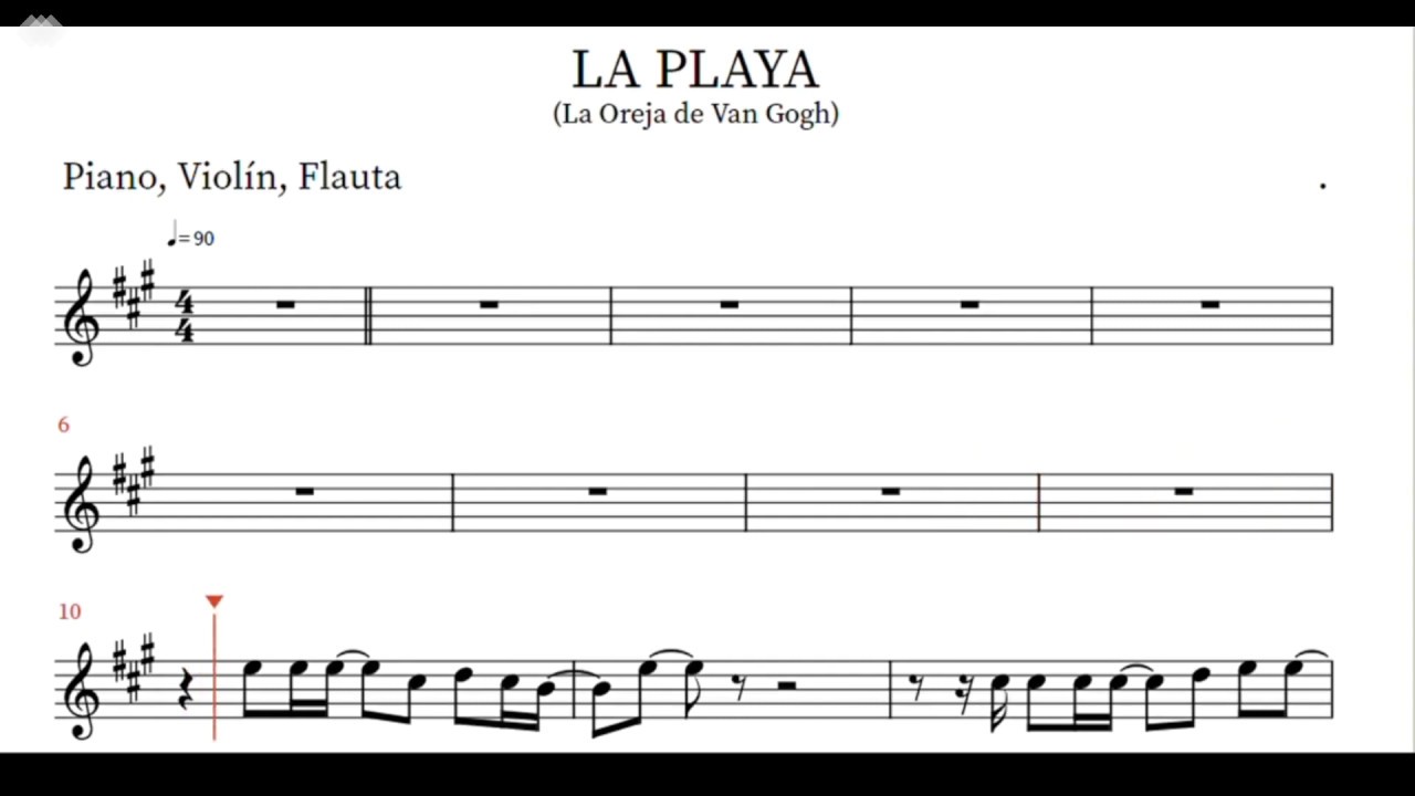 cooperar Continuación Abolladura La Playa - La Oreja de Van Gogh - Partitura para Piano, Violín, Flauta... -  YouTube