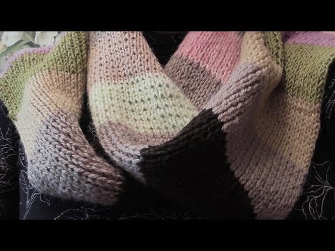 Разноцветный шарф спицами