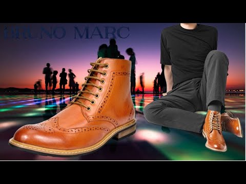Men\'s Classic Brown Tan Wingtip Zipper Ankle Boots by Bruno Marc Men main image 4