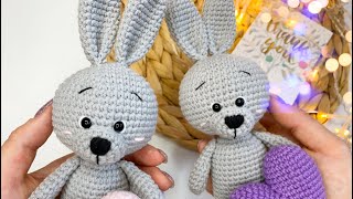 картинка: Зайка с сердцем мастер-класс💜Вязаный зайка✨1 часть