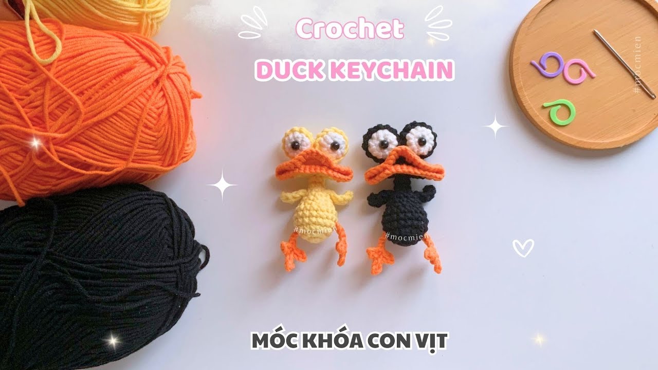 Crochet a duck keychain 🐥 Cute and Easy ✨ Hướng dẫn móc móc khóa con vịt