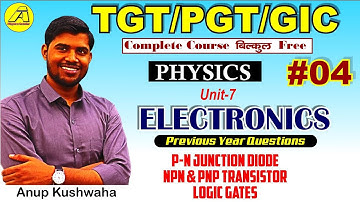 UPTGT/UPPGT/GIC Physics #Unit-07# Electronics #04||PYQ on PN junction Diode/Transistor/ Logic Gates