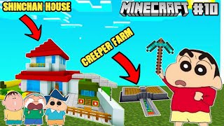 Shinchan and his friends made creeper farm in Minecraft😱 | shinchan house in Minecraft😍 | Minecraft