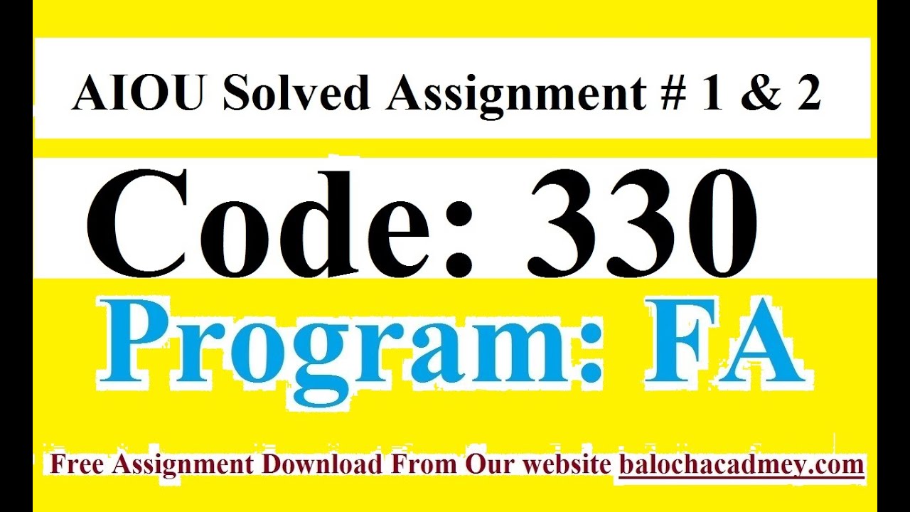 solved assignment code 330