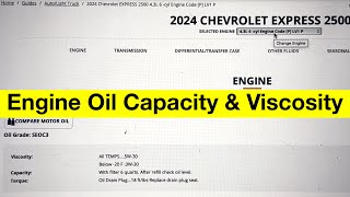 2024 Chevrolet Express Engine Oil Capacity & Viscosity