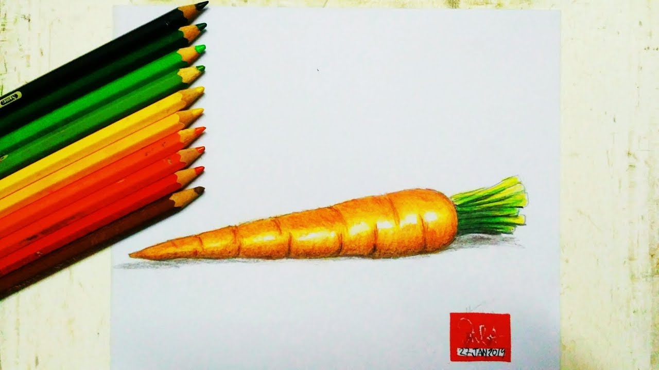 How to draw a carrot Carrot pencil color drawing tutorial