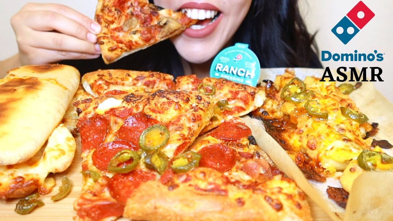 ASMR DOMINO'S Pepperoni Jalapeno Pizza, Buffalo Chicken Melt & Spicy
