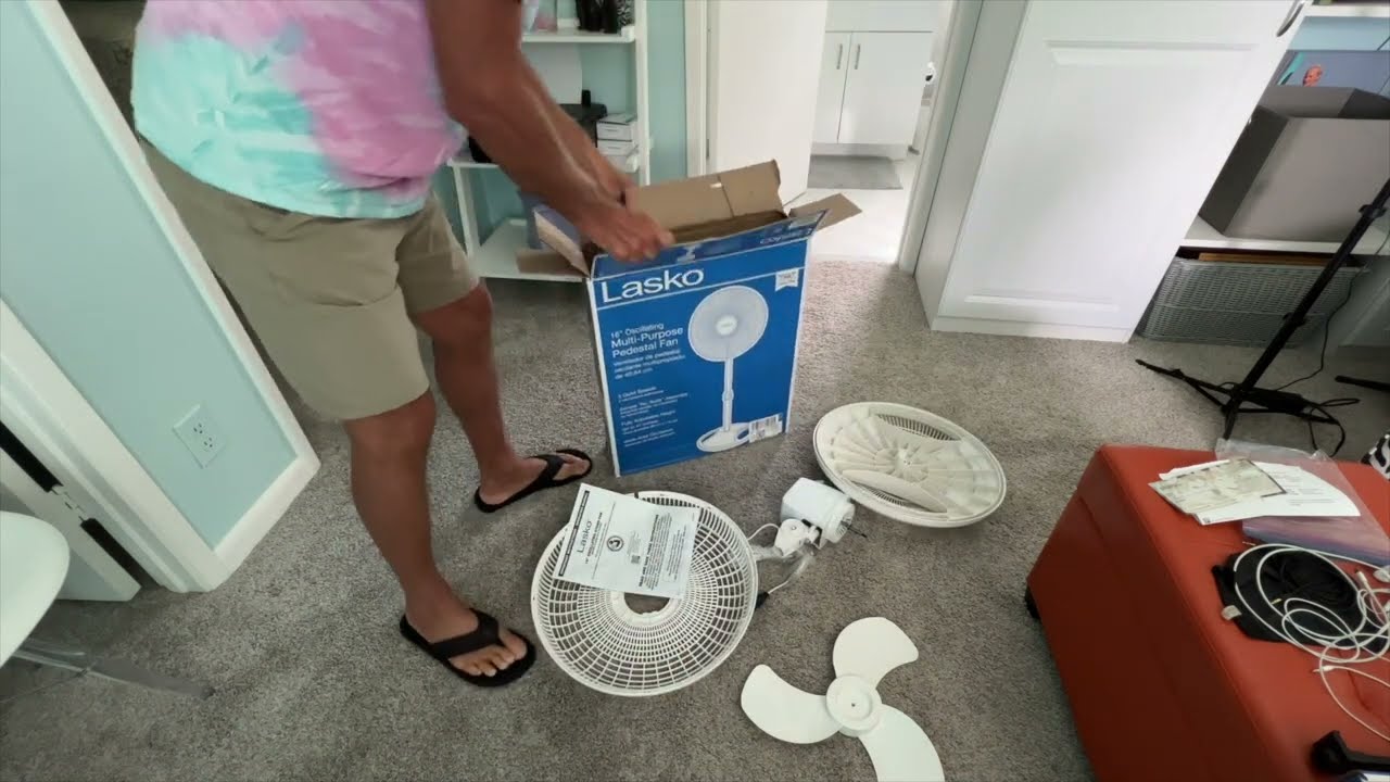 Unboxing a Lasko 16 inch Oscillating Multi Purpose Pedestal Fan - YouTube